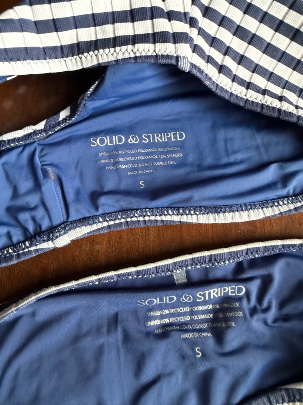 Solid & Striped Blue & White Ribbed The Elle Button Top & Bottom Set Size Small - Picture 7 of 7